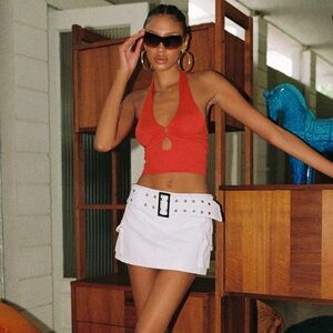 Princess Polly ICONIC CARGO MINI SKIRT WHITE NWT